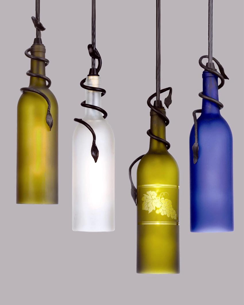 Creatice Hanging Wine Bottle Lights with Simple Decor