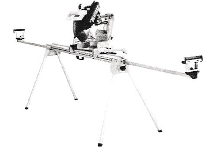 Miter Saw Stand holds boards up to 16 ft long.