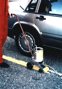 Paint Striper applies low-VOC paints.