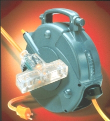 Cord Reel holds 40 ft of extra heavy duty cord.