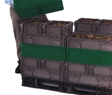 Containers have matching pallets and top caps.