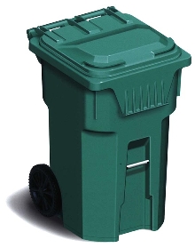 Waste Handling Cart holds 96 gal of garbage.
