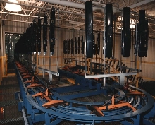 Chain Conveyors provide stable handling of multi-part racks.