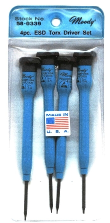 Torx Driver Set includes T-1, T-2, T-3, and T-4 sizes.