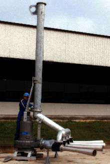 Aeration/Mixing System eliminates dead spots in tank.
