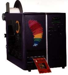 Color Printer produces graphic labels at production speeds.