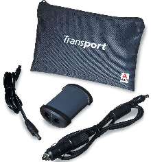 Adapter powers laptop computer in vehicle.