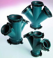 Corrosive Waste Piping Systems use molded 45� Wye fittings.