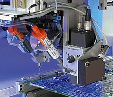 In-Line Dispenser accommodates up to 6 dispense heads.