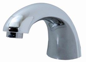 Faucet features touch-free technology.