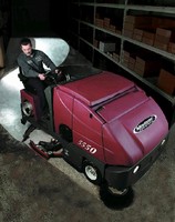 Sweeper/Scrubber cleans indoor and outdoor surfaces. Sweeper/Scrubber cleans indoor and outdoor surfaces.