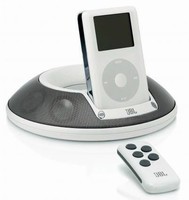Desktop Speaker Station plays music and charges iPod. Desktop Speaker Station plays music and charges iPod.