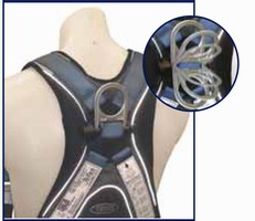 Harnesses utilize stand-up D-ring for safe connections. Harnesses utilize stand-up D-ring for safe connections.