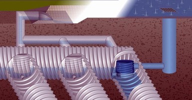 Underground System manages stormwater runoff.