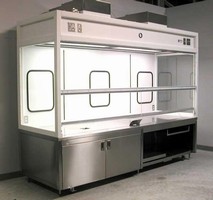 Enclosures isolate lab automation equipment.