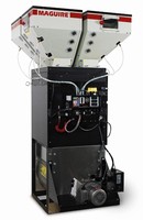 Blender features corner valve for dispensing pellets. Blender features corner valve for dispensing pellets.