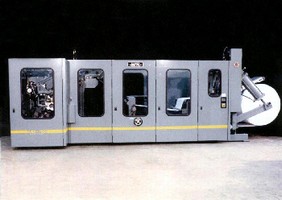 Rewinder handles soft, nonwoven products. Rewinder handles soft, nonwoven products.