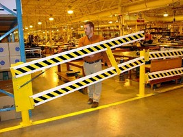 Safety Gate provides access to work and storage areas. Safety Gate provides access to work and storage areas.