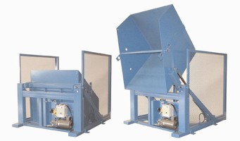 Heavy Duty Dumpers tilt up to 135 degrees.