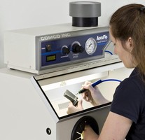 Micro-Abrasive Blaster deburrs/cleans/textures small parts.