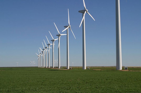 Not just corn, but wind, too: an Iowa wind farm installation.