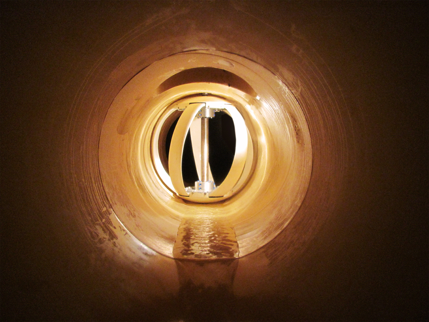Hydrofoil blades inside a LucidEnergy turbine. Credit: LucidEnergy.