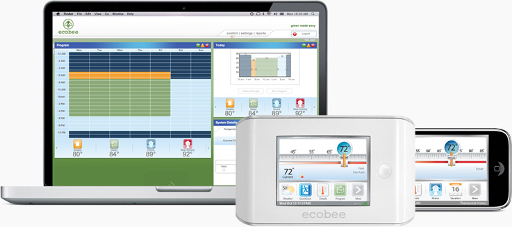 Some smart thermostats like this one from ecobee, come with a computer app that allows consumers to track energy usage.