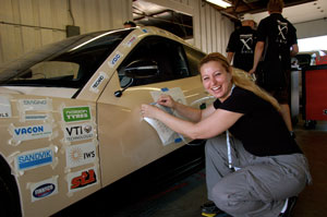 Jennine Dwyer of X PRIZE Foundation provides sponsorship services at the Progressive Insurance Automotive X PRIZE. Credit: X PRIZE Foundation