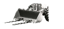 Fork Attachment turns shovel loader into fork lift truck.