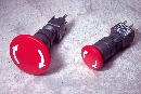 Emergency Stop Pushbutton has large, red actuator.