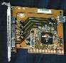 PCI card provides five USB ports.