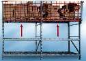 Wire Mesh Drop Panel System prevents top shelf load spills.