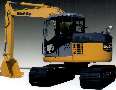 Excavator minimizes required work space.