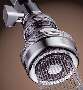 Showerhead conserves water through design.
