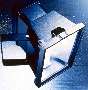 Floodlighting Fixture has stepped, rectangular housing..