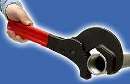 Wrench has ergonomic handle.