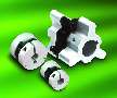 Couplings provide shaft misalignment capability.