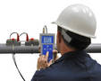 Ultrasonic Flow Meter measures flow from outside pipe.