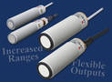 Ultrasonic Sensors offer flexible outputs, ranges to 3,500 mm.
