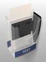 Brochure Holder attaches to flat or curved surfaces.