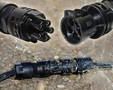 Electric Connector houses 5 contact positions in compact shell.