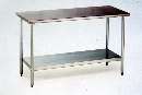 Worktables are made of 16-gauge, type 430 stainless steel.