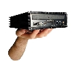 Fanless Computer fits in user's palm.