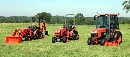 Tractors feature hydrostatic transmission.