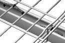 Snap-In Connector secures wire cable tray to strut.