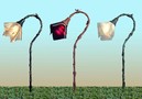 Outdoor Lighting features handkerchief glass shades.