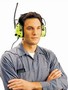 Earmuffs allow workers to listen to music on the job.