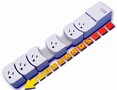 Surge Protector expands to fit multiple, bulky AC adapters.