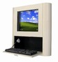 Computer Workstation mounts on wall to save floor space.