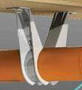 Offset Hanger/Restrainer works with plastic and steel pipe.
